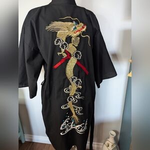Vintage ICHIBAN Made In Japan Kimono With Gold Threaded Embroidery dragon Sz 42